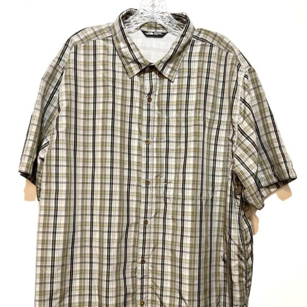 North Face Button Up Casual Fishing Hiking Shirt Men's Plaid Light Weight XL